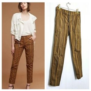 Anthropologie Hei Hei Wanderer Bronze Striped Cargo Pants Size 25 Button Fly
